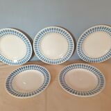 Suite of 5 flat plates Digoin Saarguemines