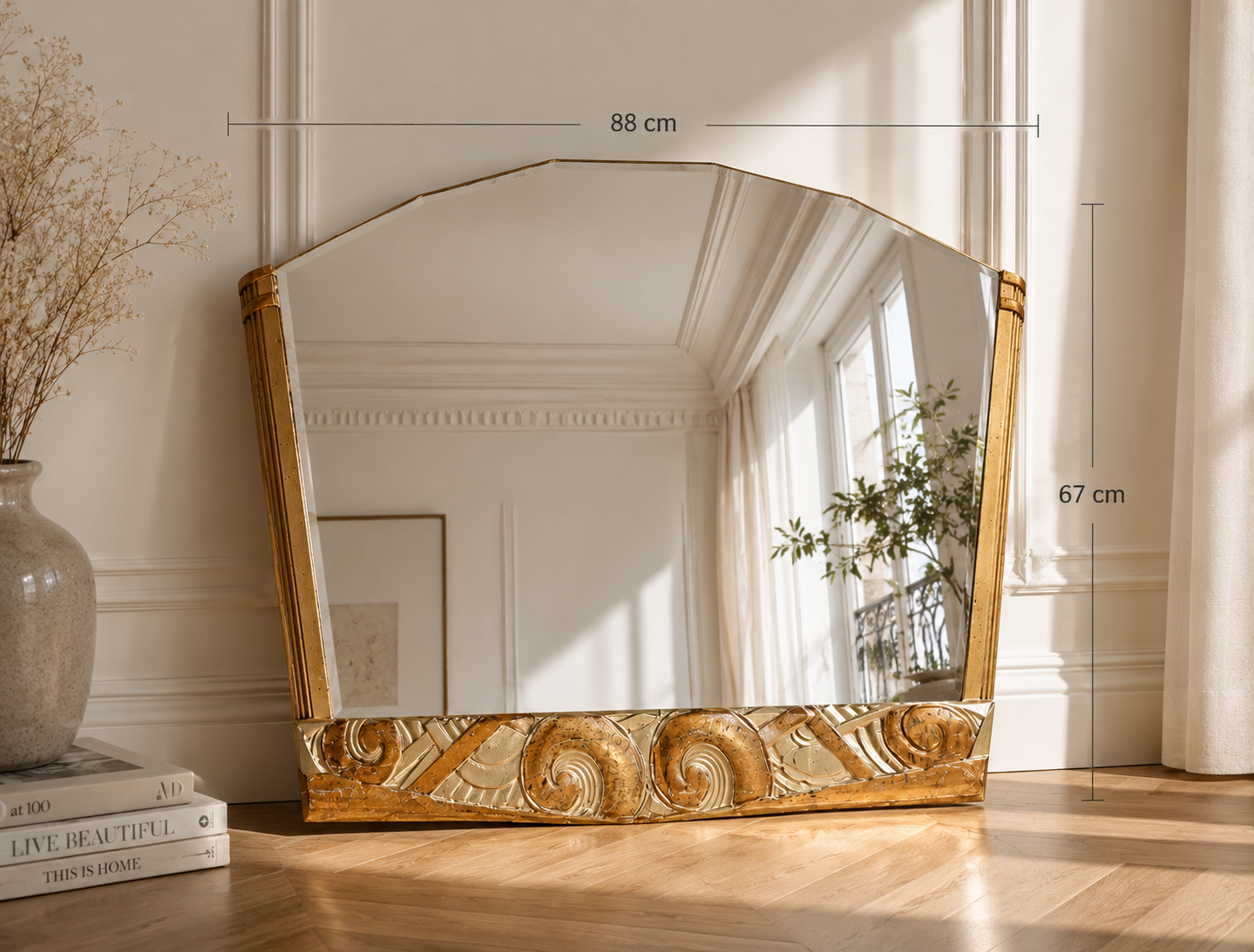 Miroir biseauté trapèze art déco 1920 88x67