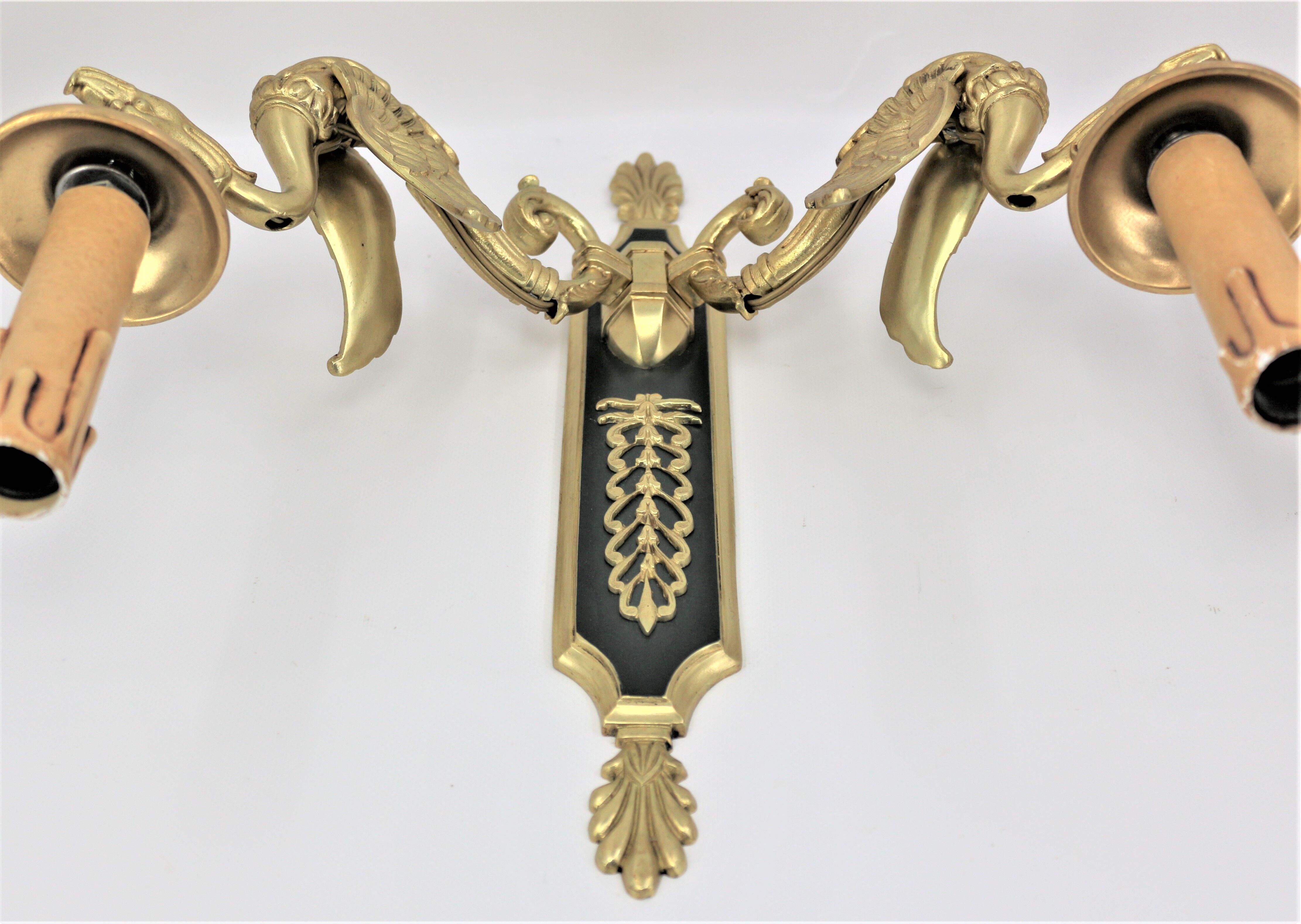 Pair of empire-style bronze wall light