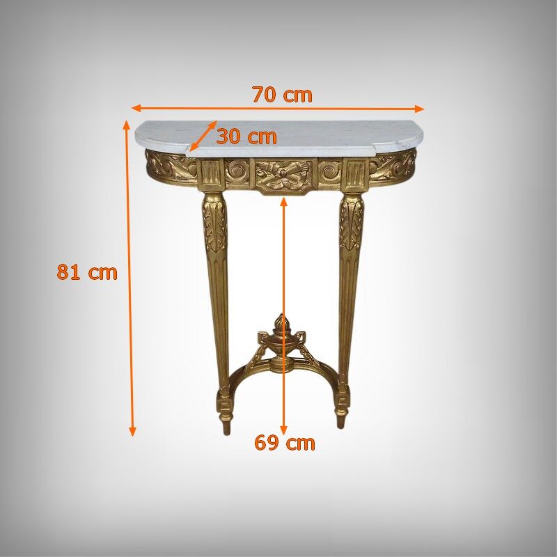 Petite console en marbre et bois doré, style Louis XVI – début XXe