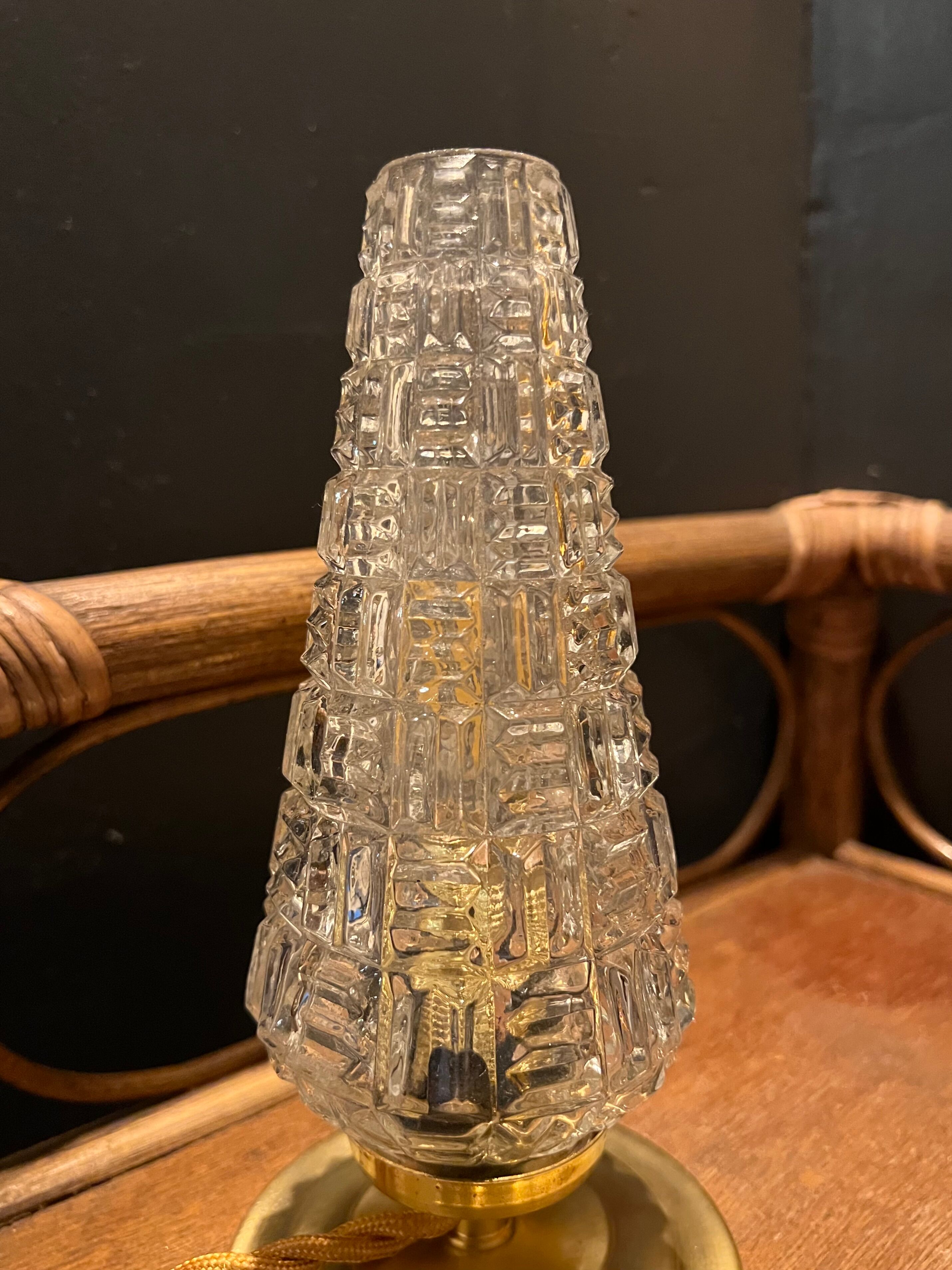 Table lamp antique globe tulip molded glass vintage patterns 70'