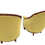 art deco style armchairs in mahogany (pair)