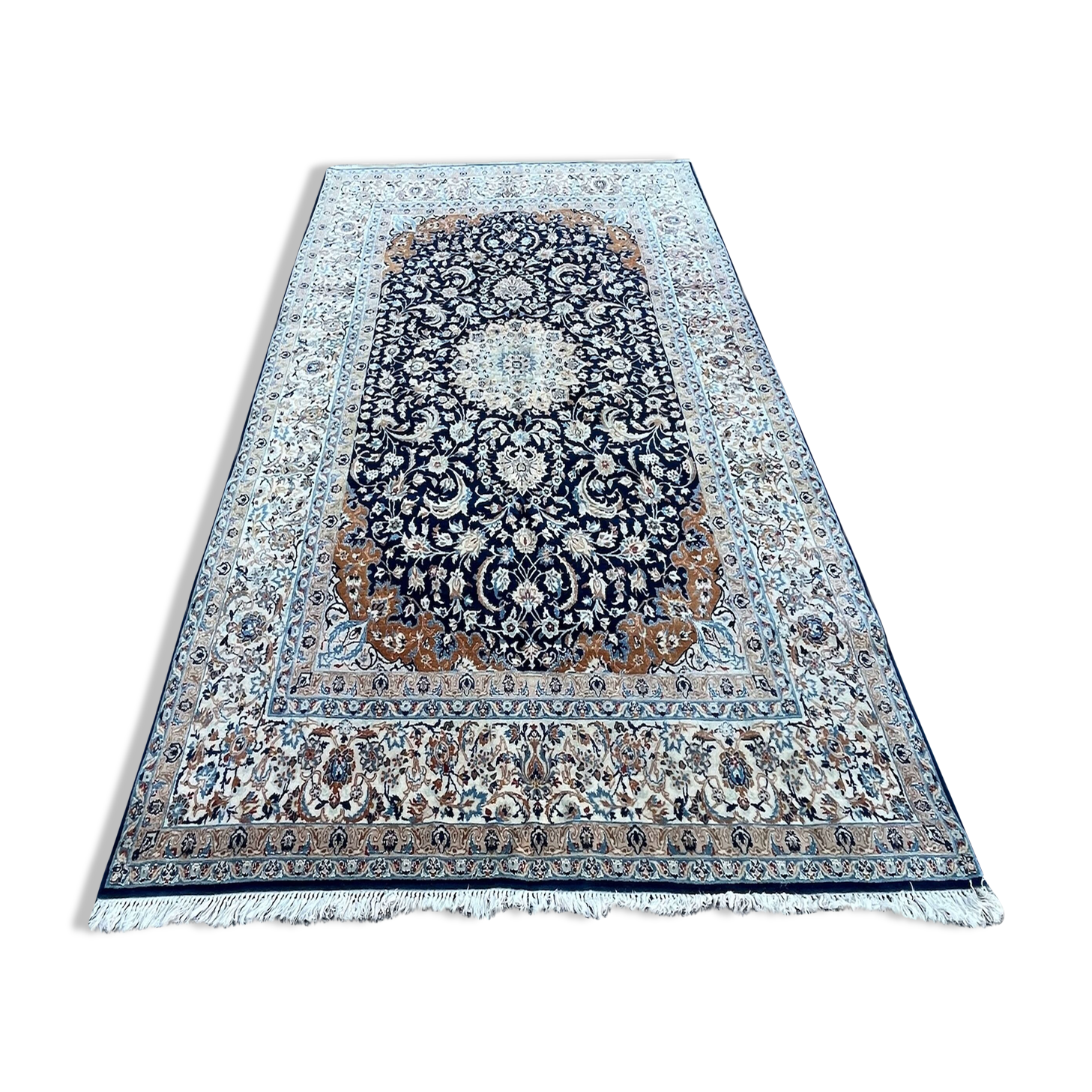 Persian carpet nain wool and silk circa 1960