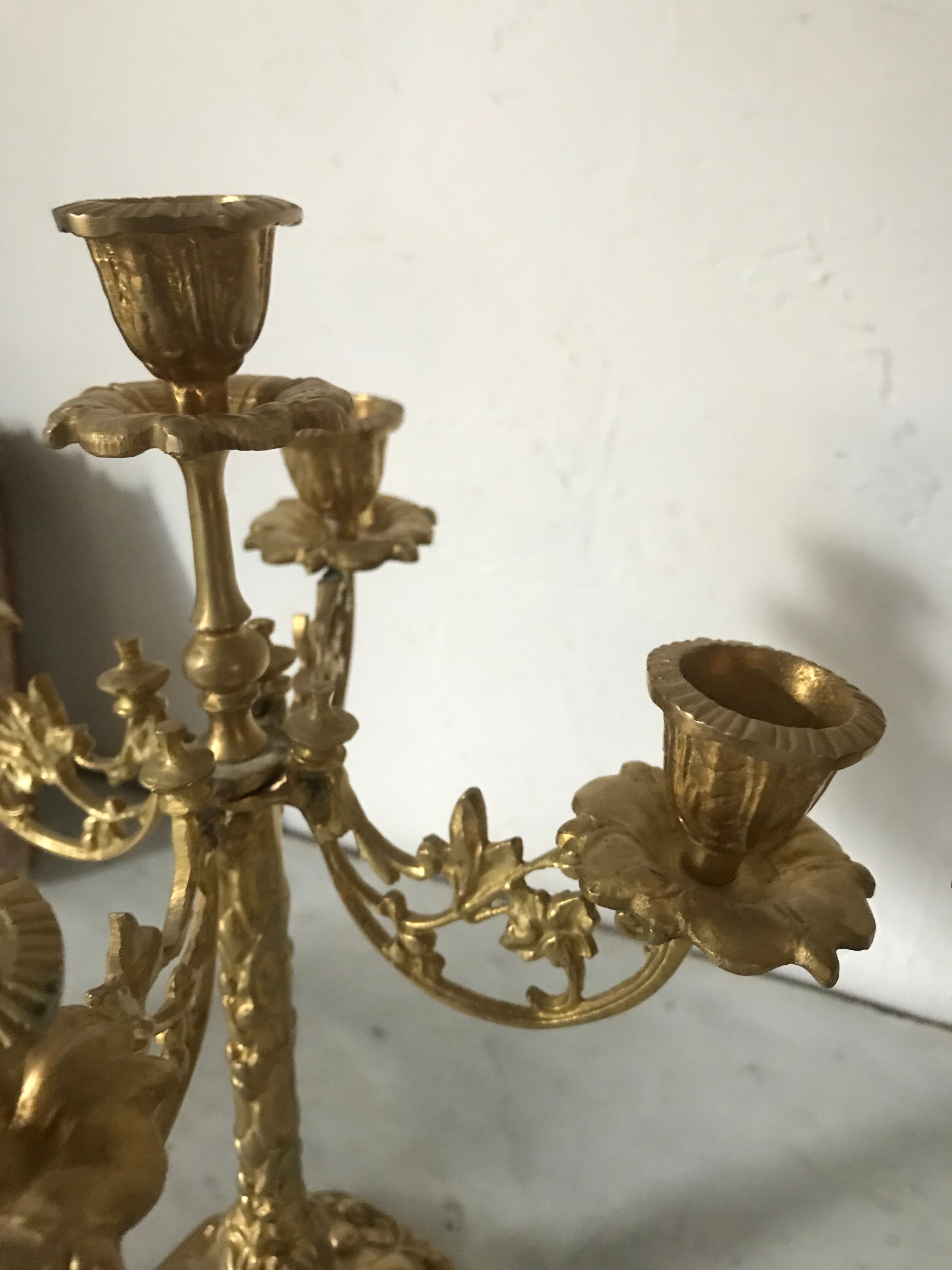 Pair of golden brass candlesticks
