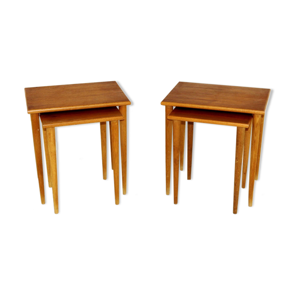 Tables gigognes en teck et en chêne, Suède, 1960