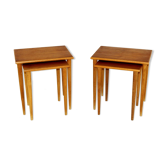Teak and oak tableS set, Sweden, 1960