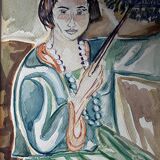 Watercolour Young Woman with Necklace