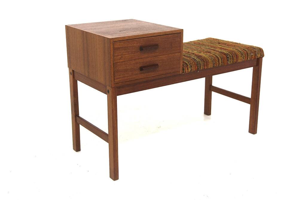 Scandinavian teak telephone bench, Sweden, 1960