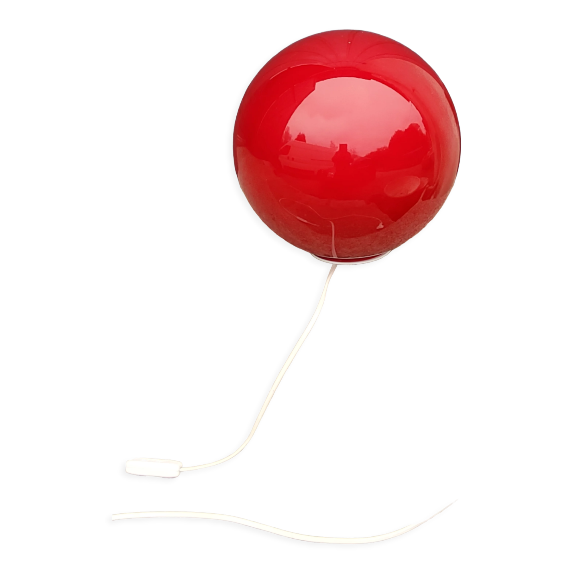 Wofi Leuchten red glass ball lamp from the 90s