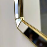 Miroir rectangulaire biseauté De Knudt avec cadre en laiton, Belgique, années 1980