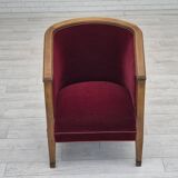 1950s, Danish armchair, original condition, furniture velour, beech wood.