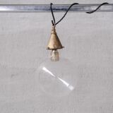 Ampoule en verre clair et laiton pendentif français du milieu du siècle