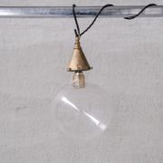 Clear Glass and Brass Bulb Mid-Century French Pendant Light