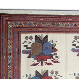 Afshar Sumakh Kilim Rug Cream Floral Design Handmade Wool 212x120cm