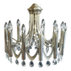 Magnificent rare large chandelier design chromed metal, stainless steel, tassels crystal pop age