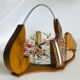 Vintage painted glass tray, wood and mirror