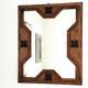 Miroir italien mid-century – cadre en bois patiné et éléments en fer forgé