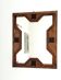 Miroir italien mid-century – cadre en bois patiné et éléments en fer forgé