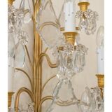 Pair of wall lamps, 1930-1940, in gilded bronze and crystal grapevines