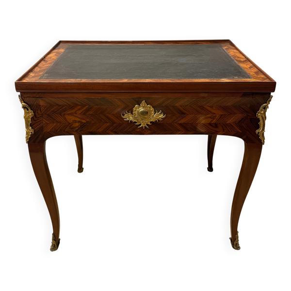 Table de jeux rococo avec cuir, échecs et backgammon, XVIIIe siècle