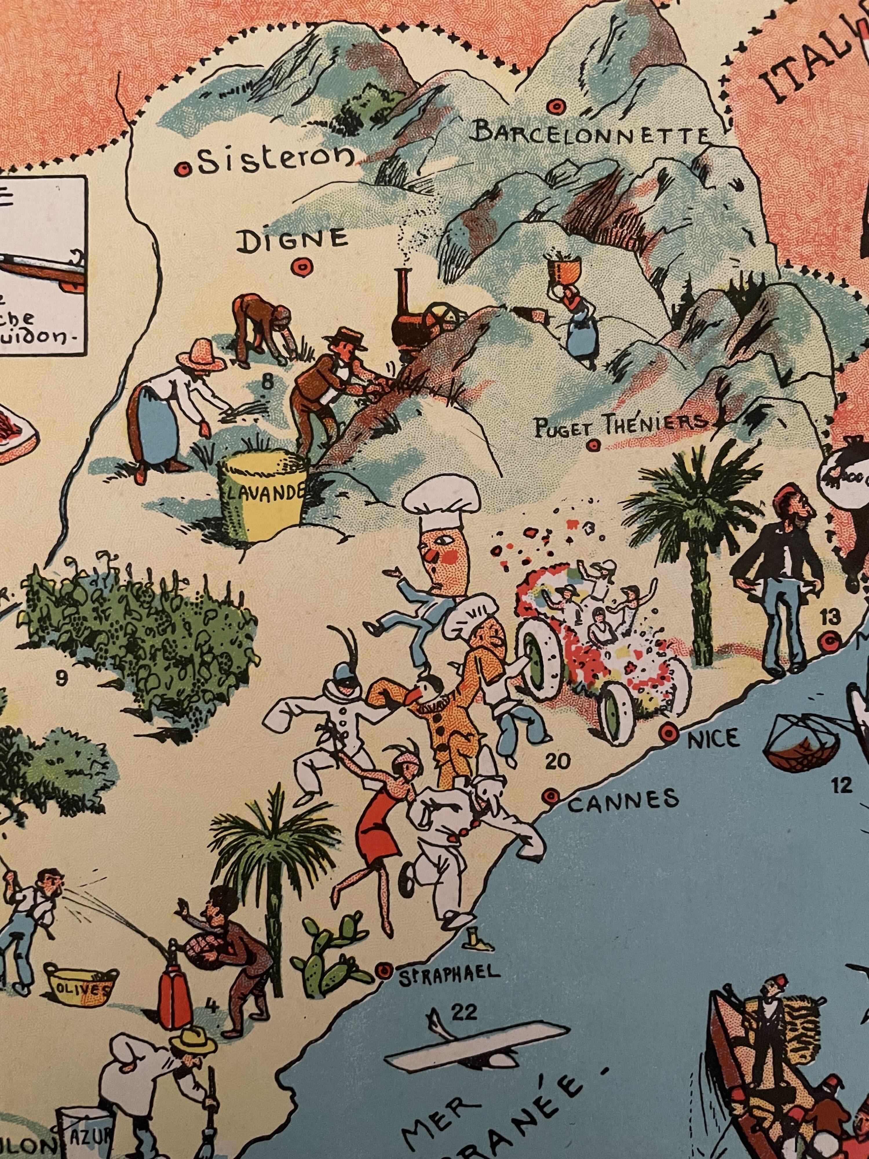 Vintage poster illustrated map of Provence 1932 - JP Pinchon