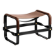 Smoky steel footrest in black and dark brown leather, contemporary style.