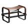 Smoky steel footrest in black and dark brown leather, contemporary style.