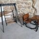 Wooden swing desk and porcelain dolls