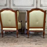 Pair Of Louis XV Style Bergeres In Finely Carved Walnut Around 1920