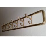 86cm art-deco brass coat rack with 6 folding hooks, austria, 1930s
