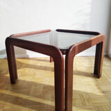 Coffee table in teak and smoked glass 1970