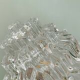 Vintage globe table lamp in half frosted, half transparent glass