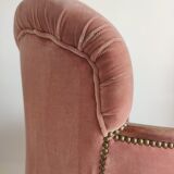 Armchair art deco pink velvet trim