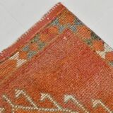 3x11 Reddish Coral Tones Vintage Runner Rug, Handwoven Runner Rug,91x346Cm