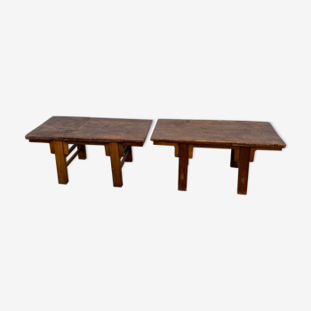 Tables basses jumelles en bois 1950