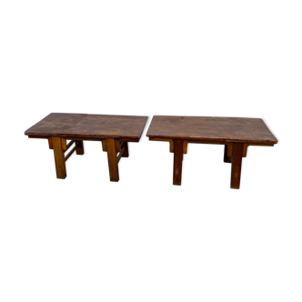 Tables basses jumelles en bois 1950