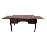 Bureau plat de style Louis XVI acajou et cuir rouge