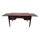 Bureau plat de style Louis XVI acajou et cuir rouge