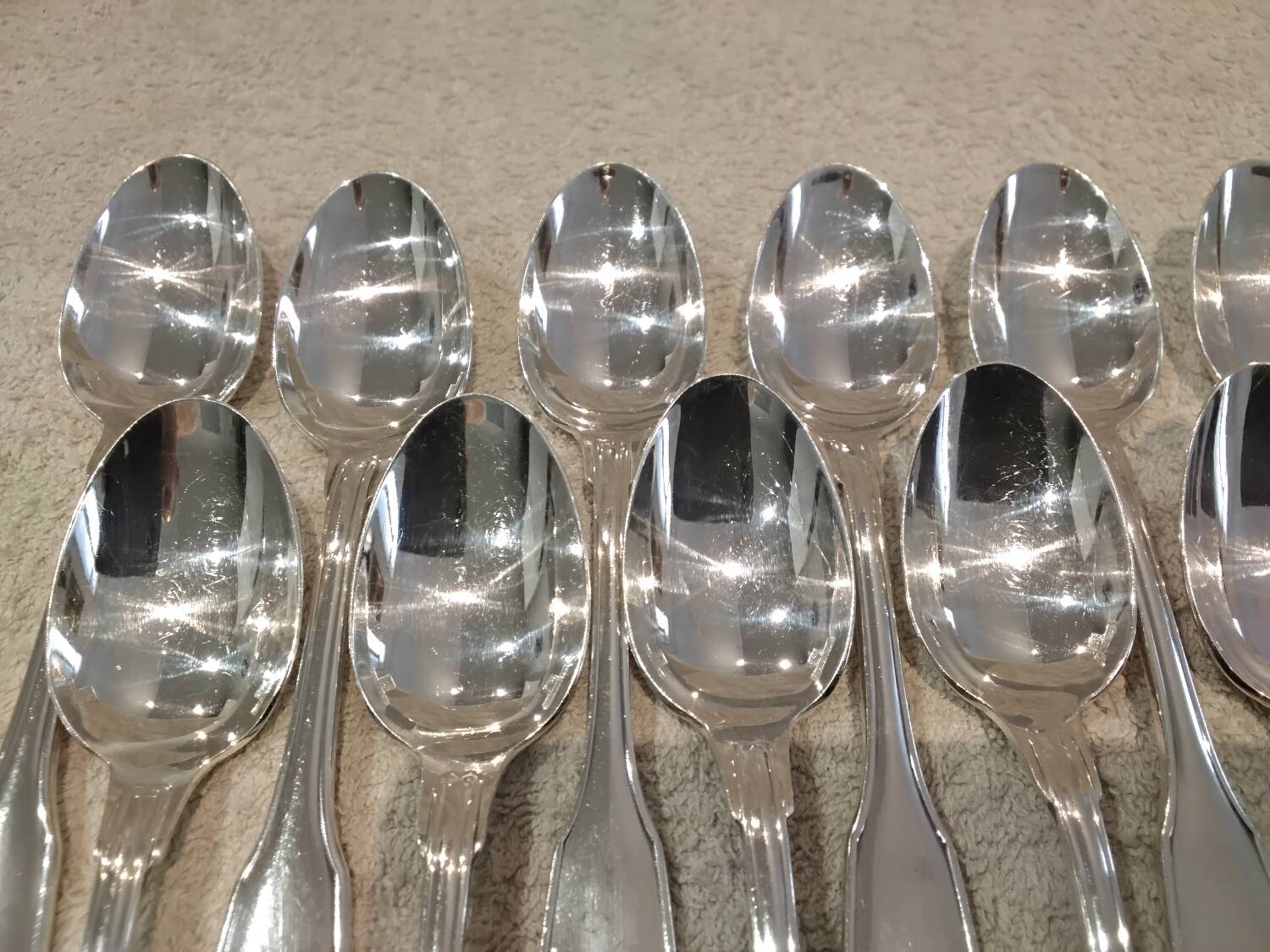 12 silver-plated coffee spoons, Christofle Vendome, 13.6 cm