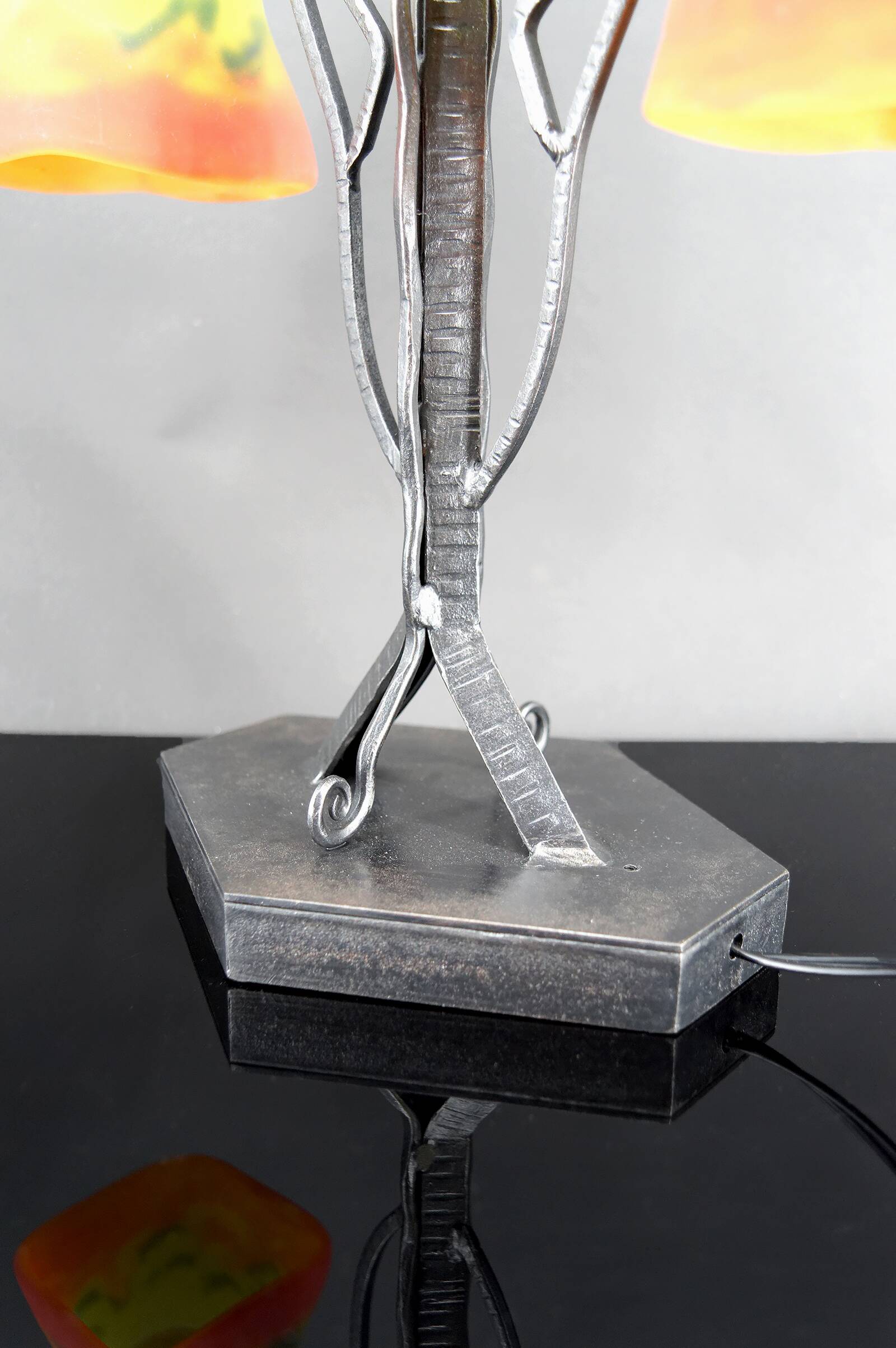 Bicéphale Art Deco lamp in wrought iron – Muller Frères Lunéville, circa 1930