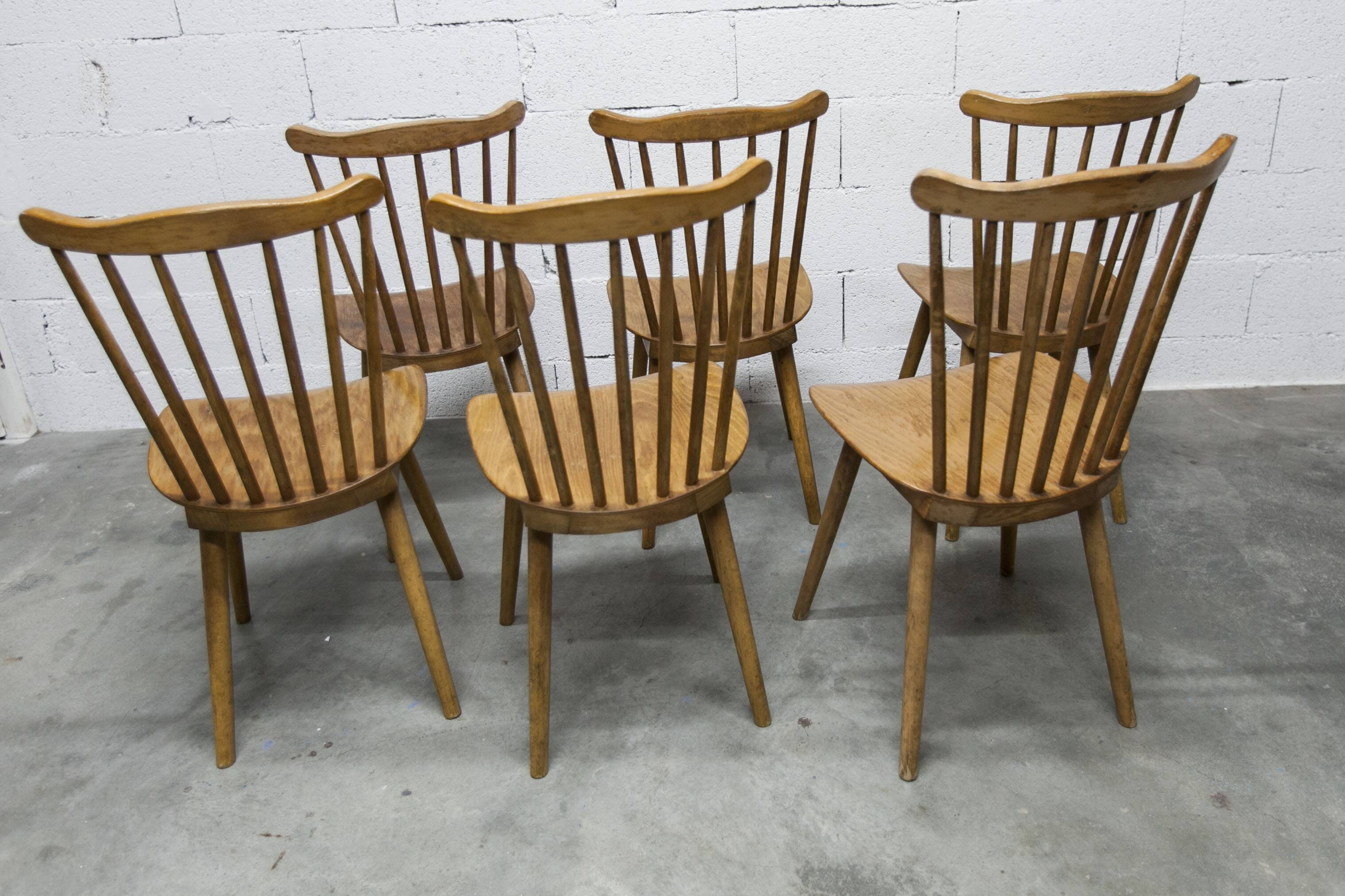 Ensemble de 6 chaises Baumann modèle Menuet
