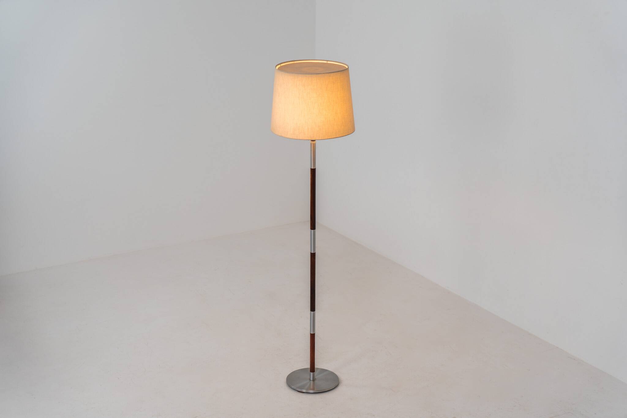 Rosewood & aluminium floor lamp