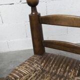 Brutalist children's chair by Charles Doudouyt 1960 oak and wicker