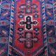 Carpet point knotted velvet wool blue red white 124 cm x 202 cm vintage