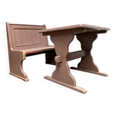 Ensemble table et banc brocante, années 1960