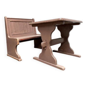 Brocante set table and bench, 1960s