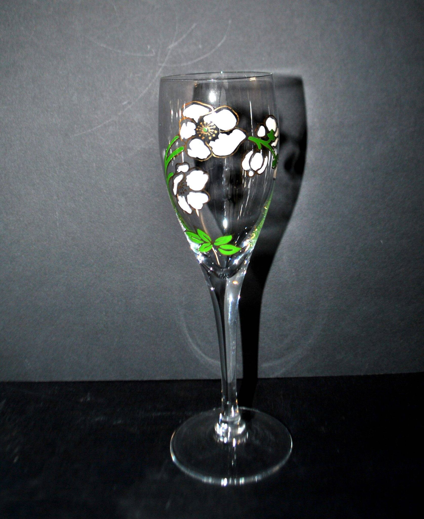 Perrier Jouet set of 6 Anemone Cuvée Belle Epoque champagne flutes in Gallé enamelled crystal