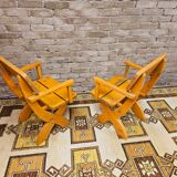 Pair of solid wood armchairs 1960