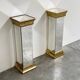 Pair of Deknudt mirrored pedestals / plinths in gilt finish, Belgium, 1980s