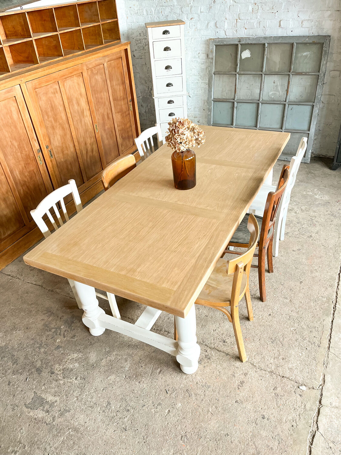 Old white farmhouse table